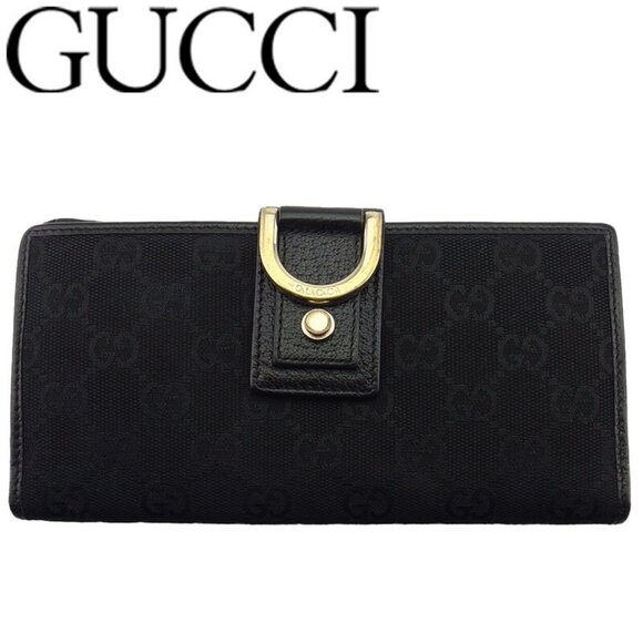 GUCCI Long Wallet GG Canvas Canvas x Leather Authentic Used